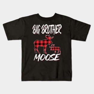 Red Plaid Big Brother Moose Matching Family Pajama Christmas Gift Kids T-Shirt